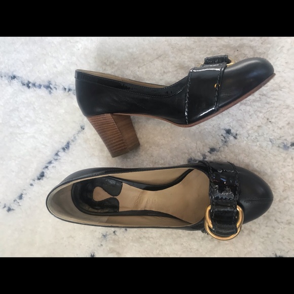 ⚡️⚡️⚡️ SALE!!!  Chloė leather pumps with gold buckle, size 6 (36) - Picture 6 of 7